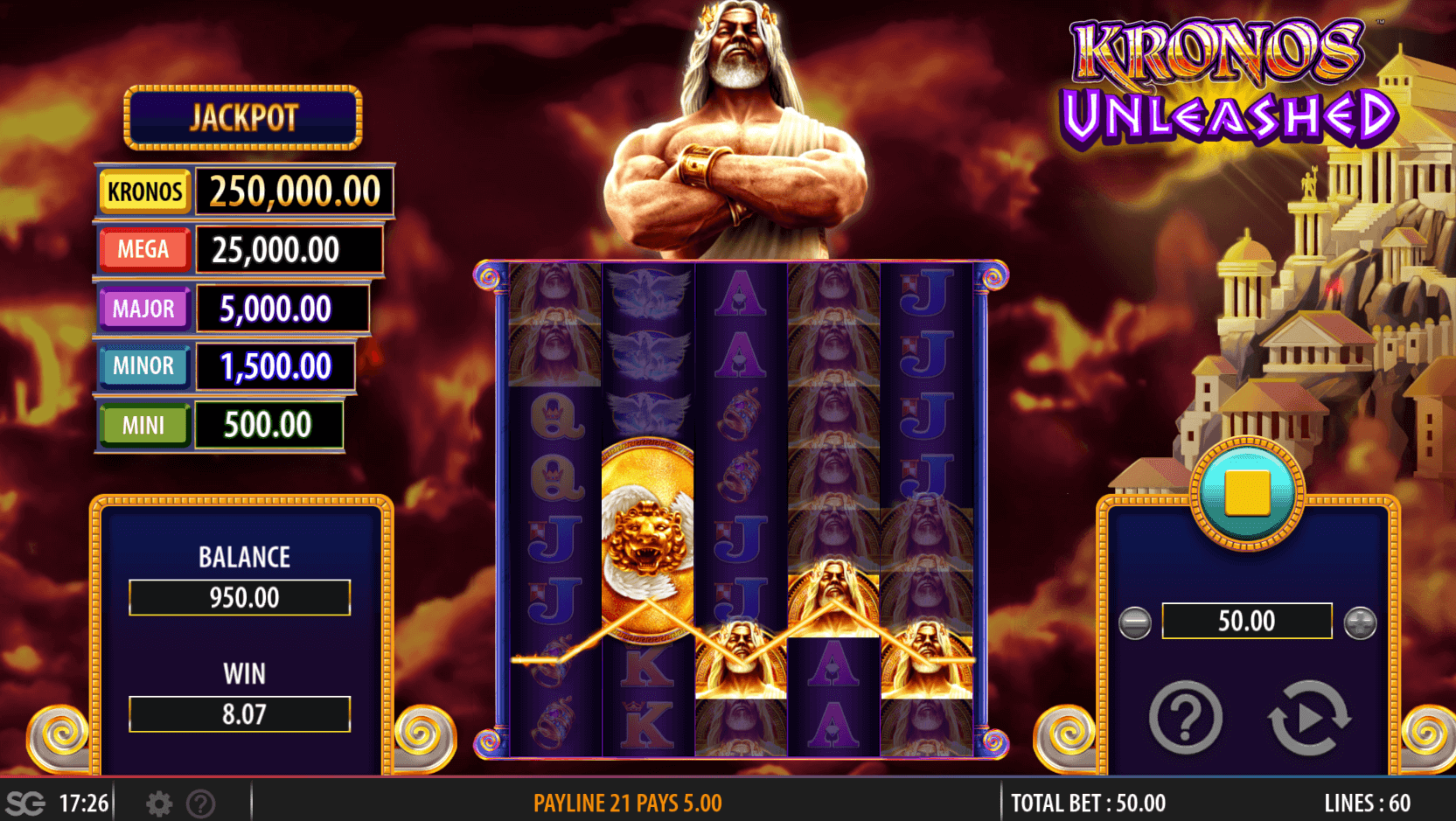 Kronos Unleashed WMS Gaming Slot Gameplay